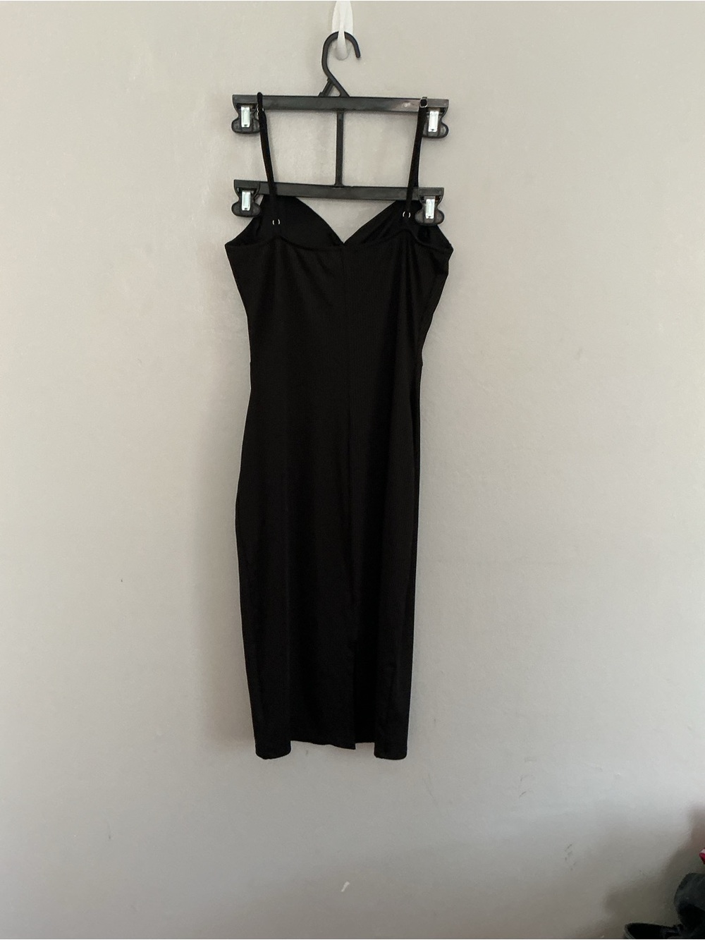 Black Slip Midi Dress with Spaghetti Straps